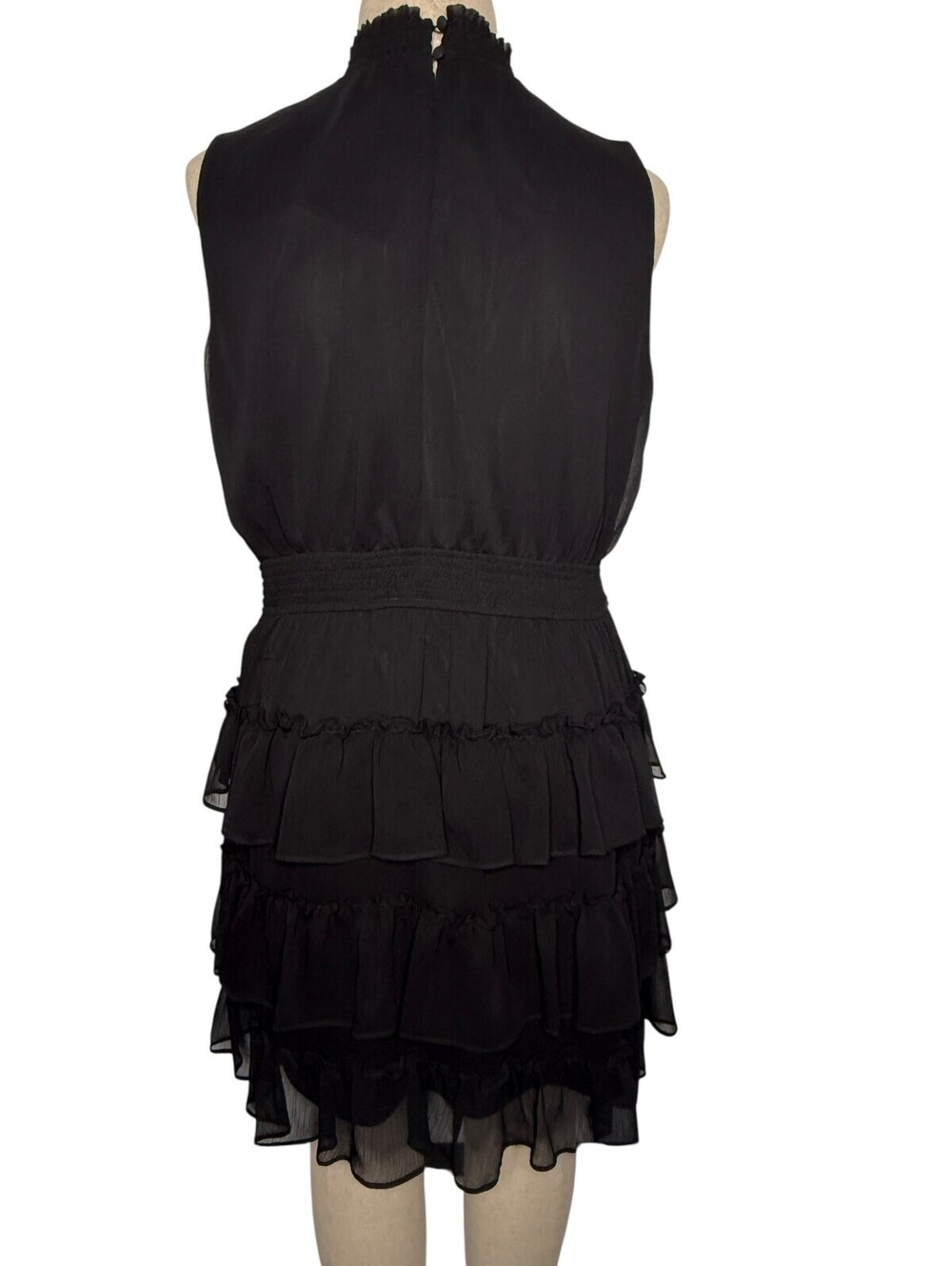 Express Black Sleeveless Mock Neck Tiered Ruffle Dress XL
